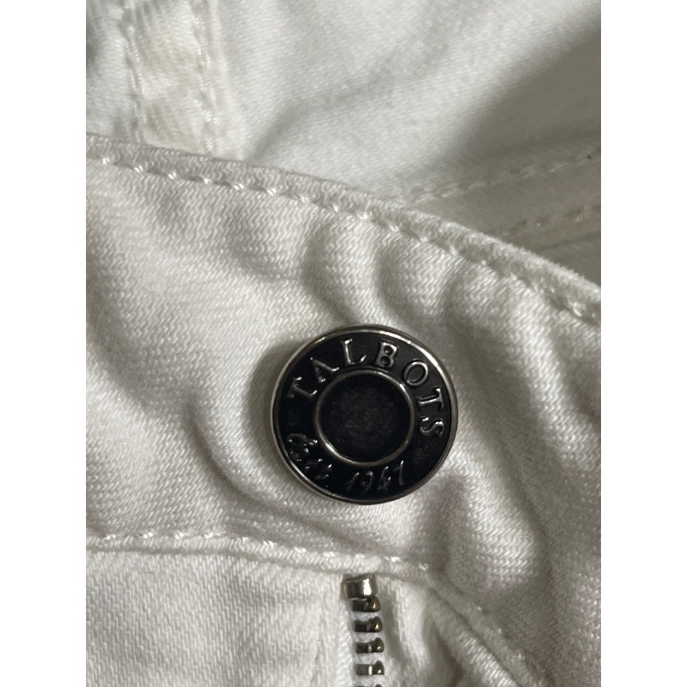 Talbots Signature Crop Pants White Denim Ankle Zip Petite 12P Mid Rise Womens - Picture 5 of 13